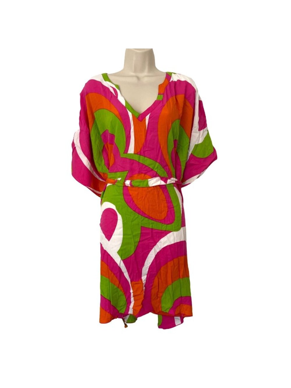 Escapada Trina Swim Cover Up Multicolor Palm Beach Dolman Sleeve Belted Size M